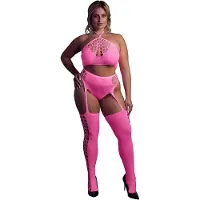 Ouch! Glow in the Dark Topje met kousen - Roze