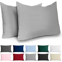 Dreamzie Kussensloop 40x70 Renforcé Katoen (set van 2) - Lichtgrijs - Dichtgeweven met 57 draden/cm² - Kussensloop 40 x 70 - Oeko Tex Gecertificeerd -