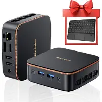 Blackview MP20 Mini PC - met QWERTY toetsenbord - 16 GB DDR4 - 512 GB M.2 SSD - AMD Ryzen 3 3300U - Tot 3,5GHz - WiFi 5 - Windows 11 Pro - 4K UHD Kleine PC - Gigabit Ethernet - Zwart