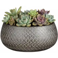 Mica Decorations Bloempot Madeira - 27x27x13 cm - Terracotta - Zilver