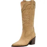 Bershka Cowboylaarzen beige / chocoladebruin / zilver / wit