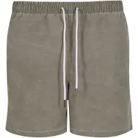 Urban Classics Zwembroek - Washed Swim Shorts - S tot XXL - voor Mannen - olijf - Maat S