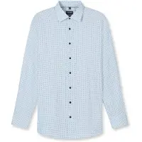 Olymp lichtblauw overhemd met print semi-wide collar normale fit