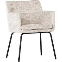 Woood Kam Eetkamerstoel Met Armleuning - Velvet - Off White - 78x59x56 cm