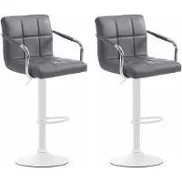 CLP Set van 2 barkrukken Lucy V2, in hoogte verstelbaar en draaibaar | Kleur: grijs, frame: wit