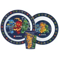 Procos Ninjago Serviesset - Beker 260 ml - Diepe kom - Plat bord - 3 stuks - Elemental - Eetset met beker - Voor verjaardagen en feestjes - Voor kinderen - Voor jongens