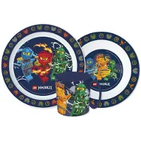 Procos Ninjago Serviesset - Mok 390 ml - Diepe kom - Plat bord - 3 stuks - Elemental - Eetset met beker - Voor verjaardagen en feestjes - Voor kinderen - Voor jongens