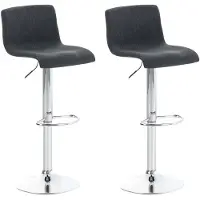 CLP Set van 2 barkrukken "Hover", bekleed met stof, in hoogte verstelbaar en draaibaar | Kleur: donkergrijs, frame: chroom