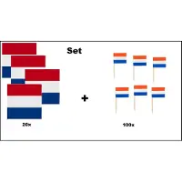 Wefiesta 20x Servetten Holland 33cm x 33cm 3 laags + 100x Cocktailprikkers Holland - Holland set - Nederland thema feest WK voetbal