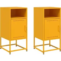 vidaXL Nachtkastjes 2 st 36x39x78 cm staal mosterdgeel
