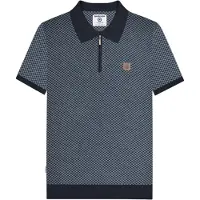Lambretta Heren Gebreide Kwart Rits Poloshirt (Marineblauw)