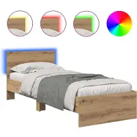vidaXL Bedframe met hoofdeinde Artisan Eiken 75 x 190 cm Bewerkt hout