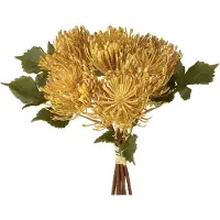 Viana Protea kunstmatig Leucospermum speldenkussen geel 30cm 6 stuks