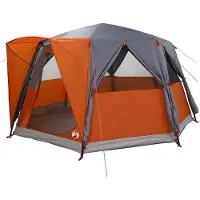 vidaXL Cabine Tent 6-Persoon Grijs en Oranje 425 x 396 x 222 cm