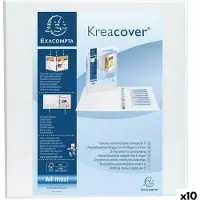 Exacompta 10x Kreacover Ringband in PP met 4 D-ringen van 50mm - A4 maxi - Wit - 51844E
