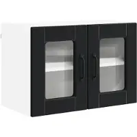 vidaXL Wandkast met glazen deuren, model PORTO, zwart, 60 x 31 x 40 cm, gemaakt van houtvezel