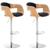 CLP Set van 2 barkrukken Kingston, bekleed met stof, draaibaar en met hoogteverstelling | Kleur: naturel/zwart