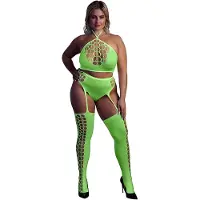 Ouch! Glow in the Dark Topje met kousen - Groen