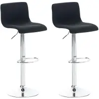 CLP Set van 2 barkrukken "Hover", bekleed met stof, in hoogte verstelbaar en draaibaar | Kleur: zwart, frame: chroom