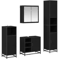 vidaXL Badkamermeubel Set 4 st Zwart Eiken 65 x 33 x 60 cm