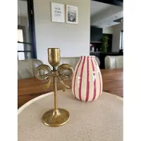 Kersten Candle Stick Bow Metal Gold 10.5x8.5x20.5cm