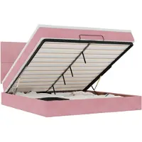 vidaXL Ottoman bed met matrassen en LED's 200x200cm fluweel roze