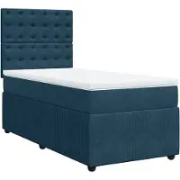 vidaXL Boxspring met matras fluweel donkerblauw 90x200 cm