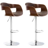 CLP Set van 2 barkrukken Kingston, bekleed met stof, draaibaar en met hoogteverstelling | Kleur: walnoot/bruin