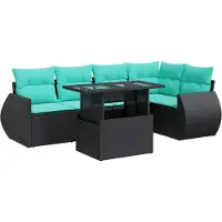 vidaXL 6-delige Loungeset met kussens poly rattan acacia zwart