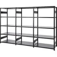 Ordo Insteekstelling Business - stalen - 1 basisrek + 2 aanbouwrekken - modulair - B 3980 x D 835 x H 2500 mm - draagvermogen 1000 kg - 15 legborden - gitzwart RAL 9005