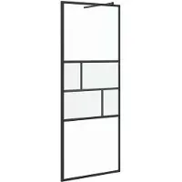 vidaXL Inloopdouchewand Zwart 80 x 195 x 0,5 cm Glas en Aluminium