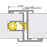 Alprokon Deurnaald 19-1 - 2850mm - DIN RS - Deurdikte 54mm - Slottype 600 U20
