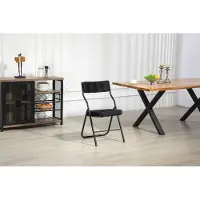 OKWISH Vouwstoel Set Van 2 - Met Fluwelen Zitting En Rugleuning - Inklapbaar En Draagbaar Voor Eetkamer Kantoor Feest - Staal - Zwart