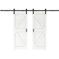 Inova complete dubbele schuifdeur hout - 155x206 - eiken wit - open systeem zwart - Softclose