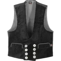FHB 60616 FRITZ Zunft-gilet trenkercord driedraads met echt leer zwart