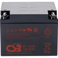 CSB GP 12260 Standby USV Loodaccu 12 V 26 Ah Loodvlies (AGM) (b x h x d) 166 x 125 x 175 mm M5-schroefaansluiting Onderhoudsvrij, Geringe zelfontlading