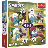 Trefl puzzel De Smurfen 4-in-1 - kleurrijke legpuzzel voor kinderen.