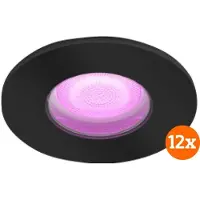 Philips Hue Xamento Spot Encastré pour Salles de Bain White and Color - Noir - Rond Lot de 12