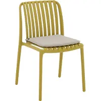 Goossens Tuinstoel Lygeke - Kunststof - geel - 54 x 80 x 57 cm - Tuinstoel zonder armleuning - inclusief kussen - Stapelbaar