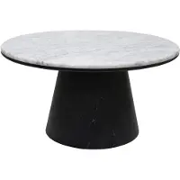 Vente-unique Salontafel van marmer met eiken fineer - Zwart - SADURA