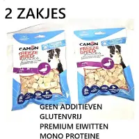 Camon ** 2 X ** - hondensnacks - gevriesdroogde eendenblokjes - 100% eend - 40 gr= 80 gr-geen additieven-glutenvrij - premium eiwitten - monoprotein