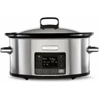 Mira Slowcooker met Timer - Crockpot - Stoompan - Inclusief Warmhoudfunctie - Zwart/Zilver - ‎29cm x 41cm x 25cm