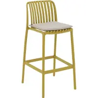 Goossens Barstoel Lygeke - Kunststof - geel - 50 x 103 x 54 cm - Barstoel - inclusief kussen