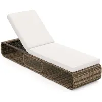Costway Zonneligstoel, rotan, ligstoel met kussen en verstelbare rugleuning, weerbestendige balkonstoel, tot 180 kg belastbaar, ligstoel voor tuin, terras, balkon