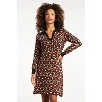 Smashed Lemon Retro gebreide jurk met bruin en zwart print |