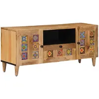 vidaXL TV Kast met lade Naturel 105 x 33,5 x 46 cm Massief Mango Hout