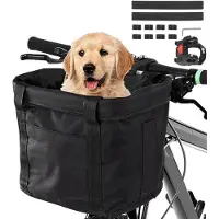 Mira Fietsmand Hond – Hondenmand Fiets Opvouwbaar – Fietsmand Hond Voorop Eenvoudig te Installeren – Zwart - ‎30cm x 20cm x 25cm
