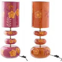 J-Line lamp Bloemen - metaal - roze/oranje - set van 2