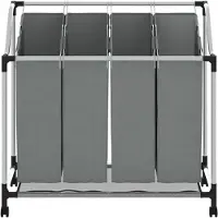 Mira Wasmand 4 Vakken - Wasmand - Wassorteerder - Grijs - ‎96cm x 40cm x 92 cm
