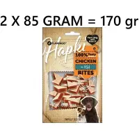Flamingo hapki chicken + fish bites - hondensnack -85 gr sandwich - ** 2 X ** = 170 gr geen toegevoegde suikers- LAAG VETGEHALTE lekker en verantwoorde snack voor uw lieve viervoeter